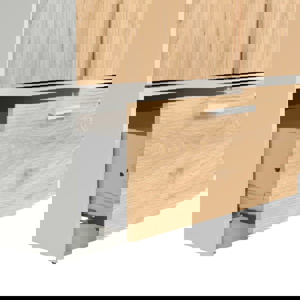 Furniture To Go Line Wardrobe with 2 Doors + 2 Drawers in White and Jackson Hickory Oak