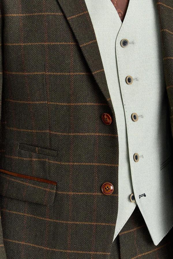 Paul Andrew Harris Green Check Tweed Suit with Belmont Sage Waistcoat