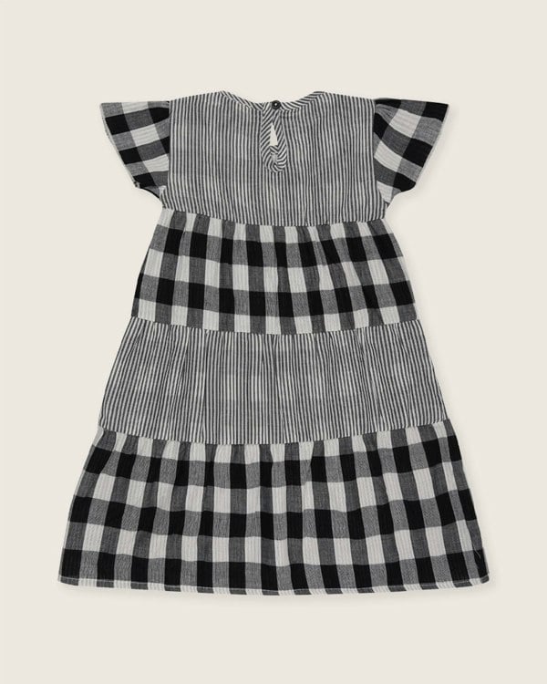 organic cotton Multicolour Stripe And Check Print Tier Dress - image 4