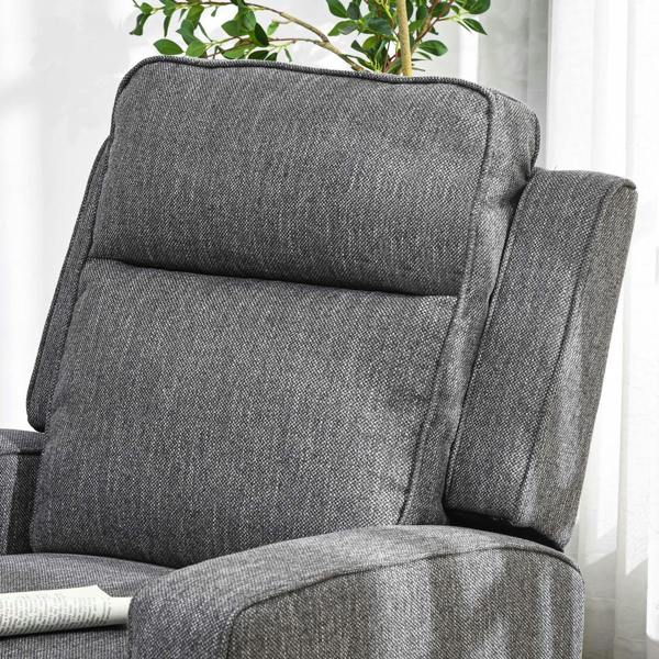 Charcoal grey electric reclining chair backrest with padded headrest and smooth upholstery