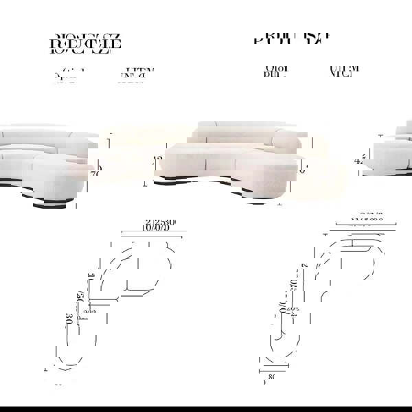 Eulalia Cream Curve Three Seater Sofa, Corner Sofa, Boucle-Weilai Concept-Curved Sofa 300cm / 300cm-Weilai Concept
