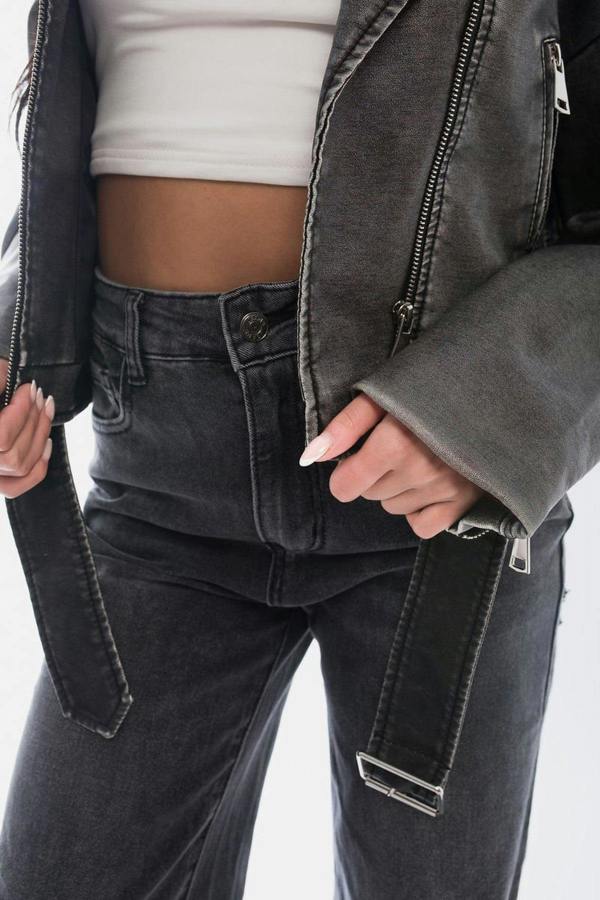 Chana Back Statement Distressed Straight Leg Jeans - Black