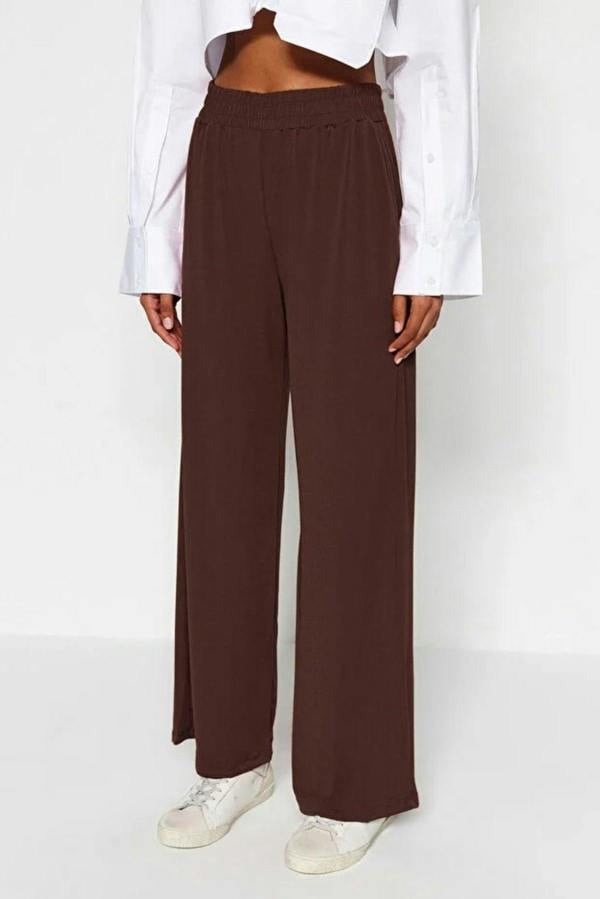 WOVCOR Relaxed Cut High Waist Flexible Trousers