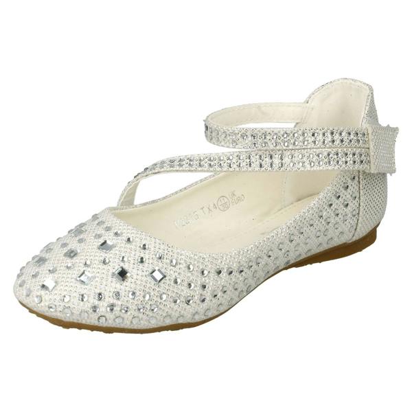Spot On Girls Spot On Glitter Flat Ballerina Party Shoes H2335