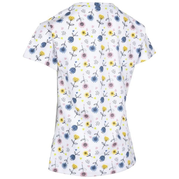 Trespass Girls Pleasantly Floral T-Shirt - White/Blue/Yellow