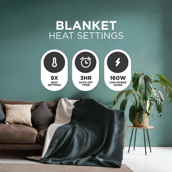 DMD Collective Heated Electric Blanket - Sherpa Fleece, Auto-Off, 9 Heat Levels