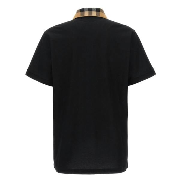 Burberry Vintage Check Print Collar Polo Shirt   in  Black