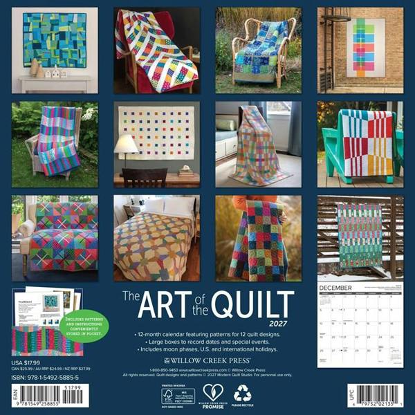 The Art Of The Quilt Calendar 2027, Wall Calendars, Month To View, Lifestyle, Gift