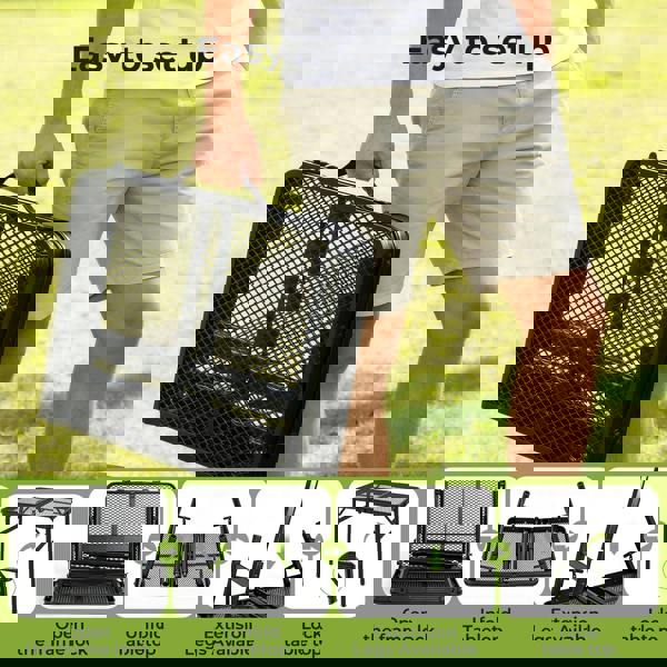 Levede Folding Camping Table Adjustable Height Aluminium Picnic Desk Black 90cm