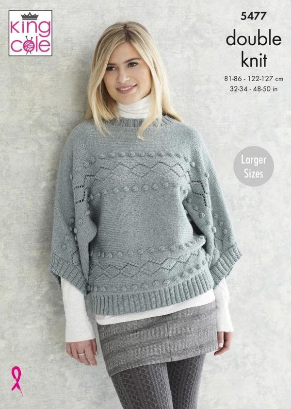 King Cole Subtle Drifter DK Knitting Pattern 5477, Sweaters for Women, 32 - 50 Inches
