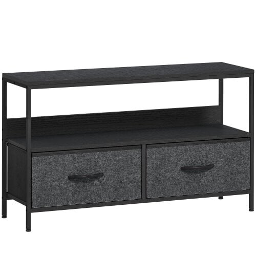 Wyld Haus Avatera 98cm Black and Grey TV Storage Unit With 2 Fold Down Fabric Drawers