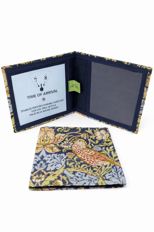 Made in the Mill Blue Badge Permit Holder - William Morris design Strawberry Thief