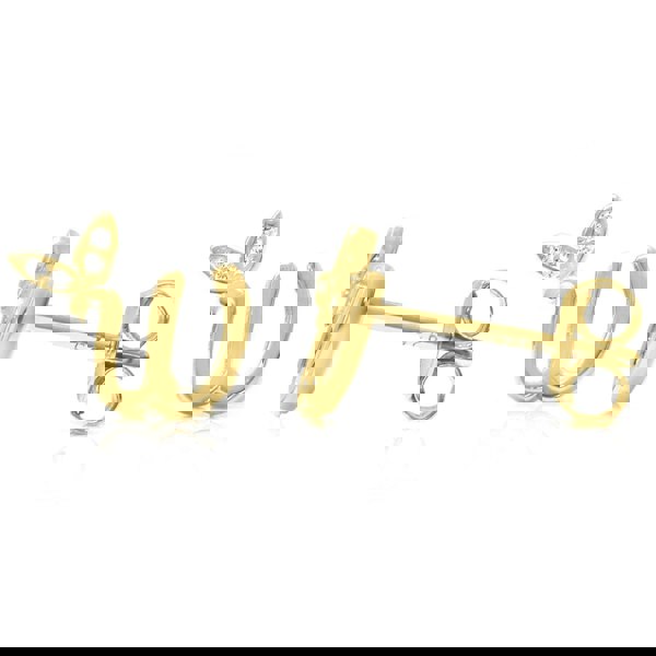 Say It With Winged Initial Earrings - Yellow Gold Plated