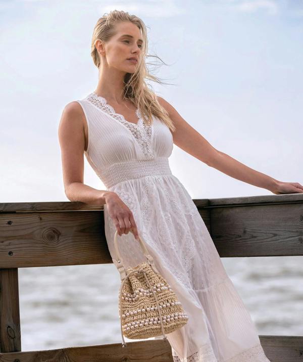 Pia Rossini Acapulco - Lace Empire Waist Maxi Dress