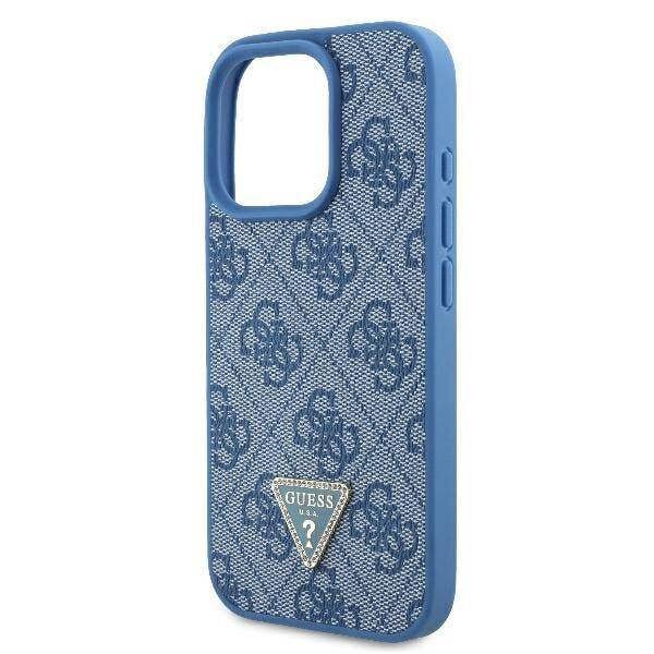 Guess Leather Metal Logo Strass Crossbody Case for iPhone 16 Pro Max 6.9" Blue - GUHCP16XP4TDSCPB