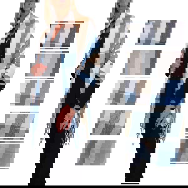 Paulo Due Wool Pashmina Shawl Oversized Plaid Wrap Scarf