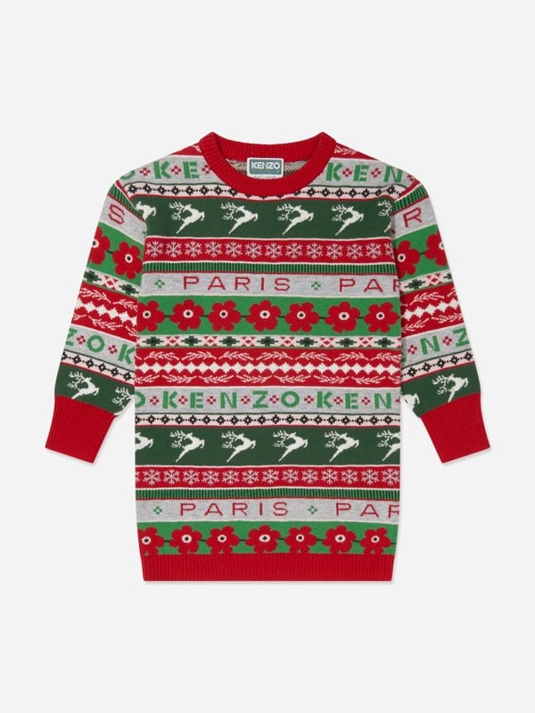 KENZO KIDS KENZO Girls Seasonal Knitted Dress in Red