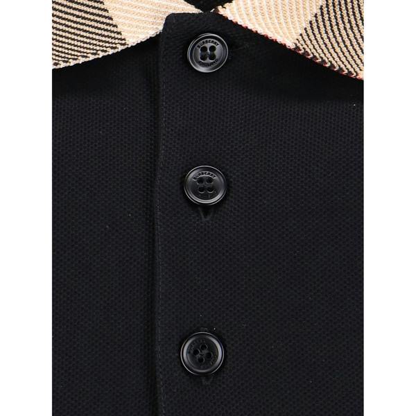 Burberry Vintage Check Print Collar Polo Shirt   in  Black