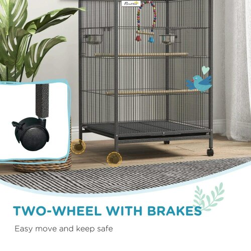 Bobobiy Bird Cage, Budgie Cage, with Rolling Stand, for Small Birds - Grey