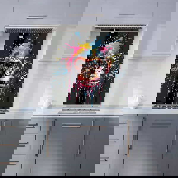 Warren Reed - Designer Multi Coloured Monkey Face Splashart Kitchen Splashback