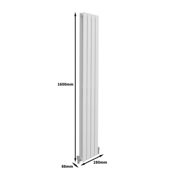 Designer Flat Panel Radiator - Gloss White (1600mm x 280mm)