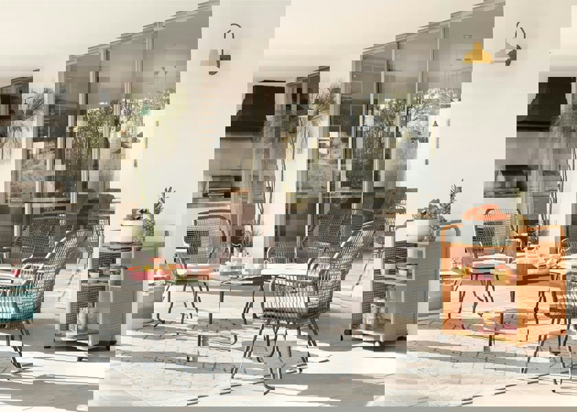 Dorel Home Novogratz Marli Outdoor Loveseat Coffee Table Gray