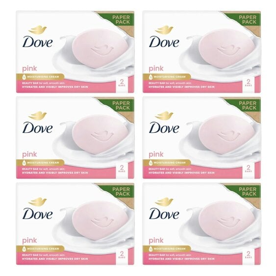Dove Pink Moisturising Beauty Cream Bar for Soft & Smooth Skin, 2 x 90g, 6 Pack