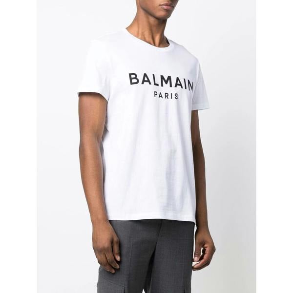 Balmain Print Logo T-Shirt   in  White