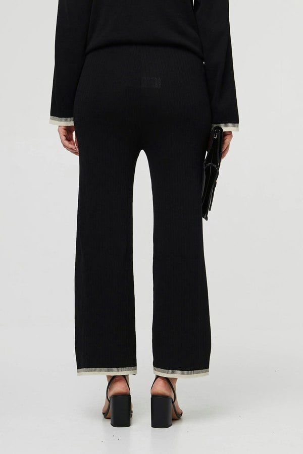 Black | Floral Trim Jumper & Trousers Co-Ord Set
