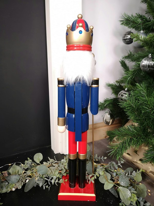 Samuel Alexander 60cm Traditional Wooden Christmas Nutcracker Soldier Decoration with Blue Body
