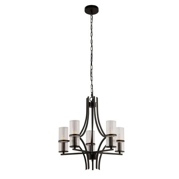 Pagazzi Lighting Davina 5 Light Black Pendant Chandelier Ceiling Light