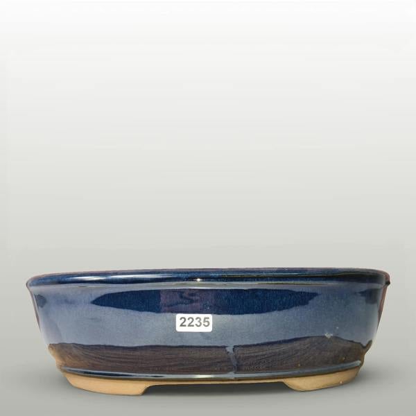 27cm Glazed Bonsai Pot | Oval | 27cm x 21cm x 8cm | Blue - Yorkshire Bonsai standardised image 20260606-153527