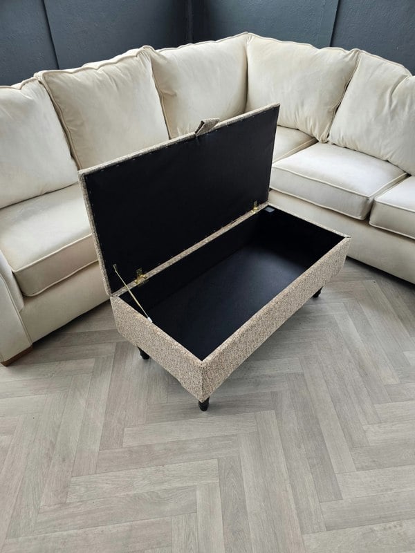 ISTOOLS Animal Print Cream Storage Ottoman Bench – Coffee Table, Pouffe Seat & Hidden Storage