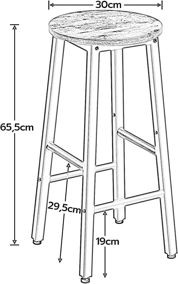 Rafaelo Mobilia Set of 2 Bar Stools 65CM Height