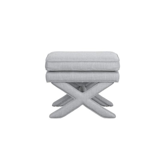 Wyld Haus Theodor Light Grey Velvet Stool X Cross Legs