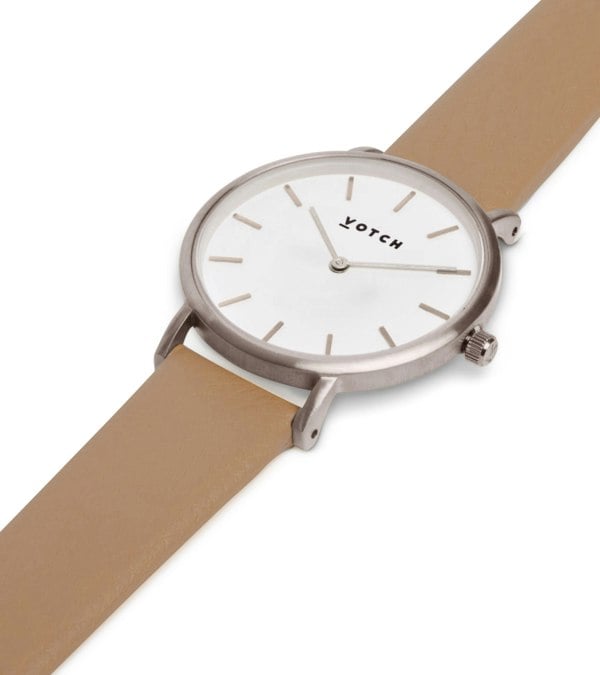 Votch Silver & Tan Watch | Petite