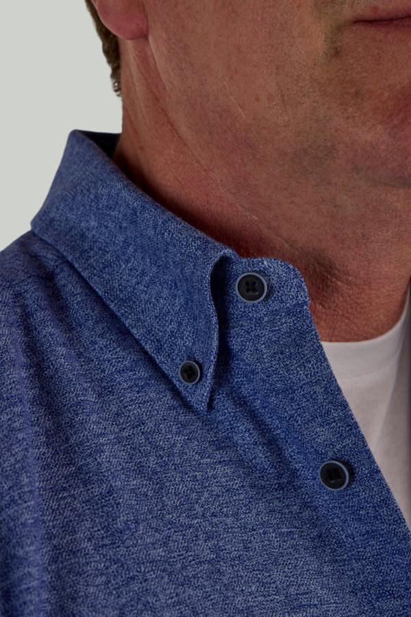 Navy Brushed Cotton Button-Down Collar Casual Shirt