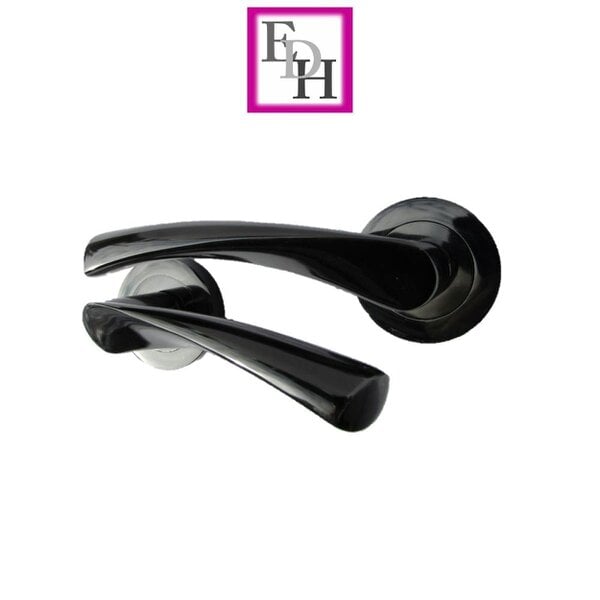 EDH Door Hardware MODERN BLACK Nickel TWIST DOOR HANDLES On Round Rose Door Handle Astrid