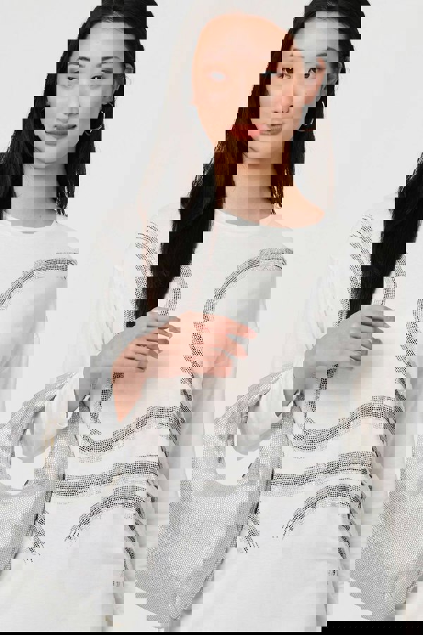 White | Sparkly Embellished Long Sleeve Top
