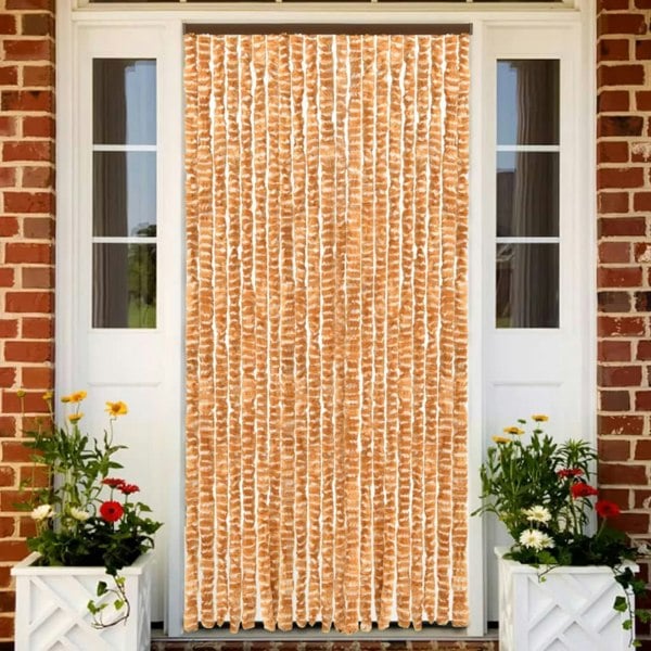 Berkfield Insect Curtain Ochre and White 90x220 cm Chenille