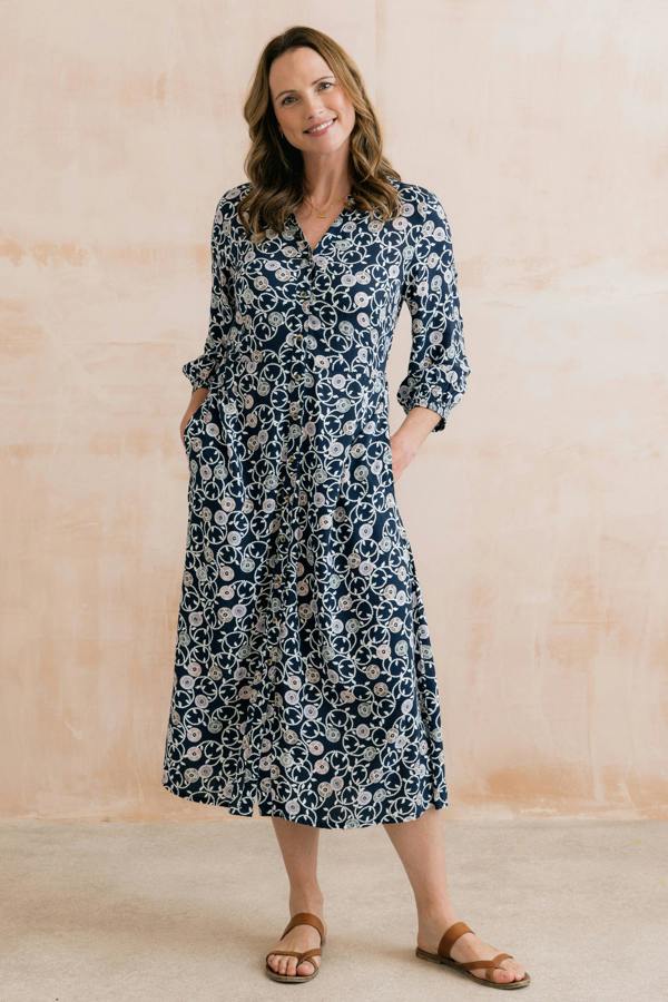 Lily & Me Leoni Printed Shirt Dress Navy