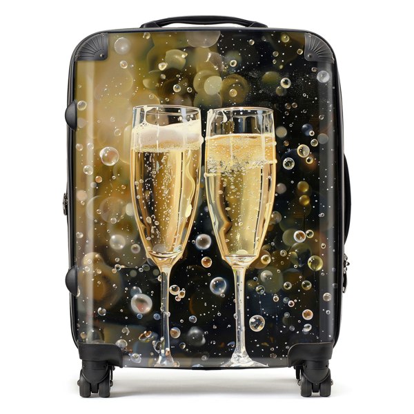 Warren Reed Splashart Bubbly Champagne Flues Suitcase