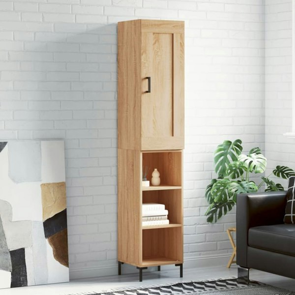 Berkfield Highboard Sonoma Oak 34.5x34x180 cm Engineered Wood