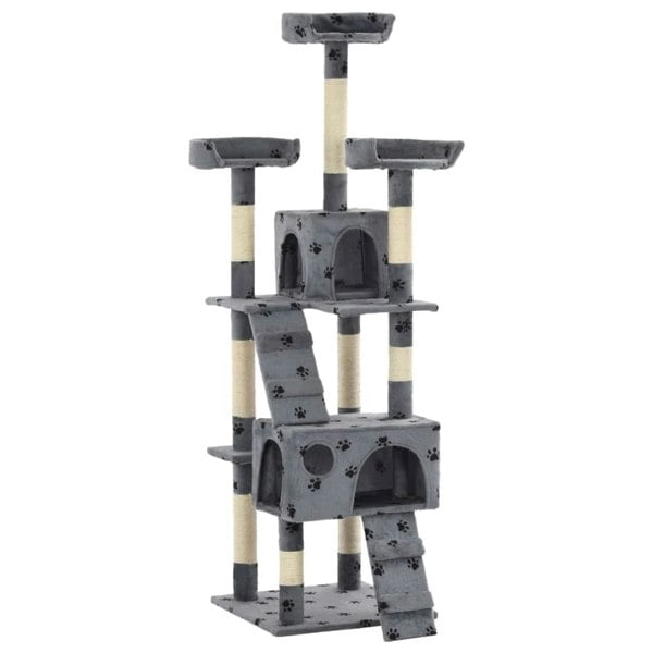 Berkfield Cat Tree with Sisal Scratching Posts 170 cm Paw Prints Grey