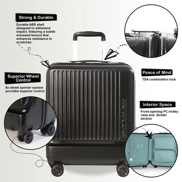 Infinity Luggage Durable EasyJet Ryanair 39 x 26 x 51.5 cm Front Open Cabin Luggage Travel Suitcase