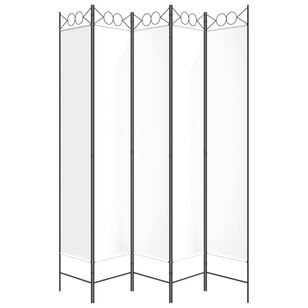 Berkfield 5-Panel Room Divider White 200x220 cm Fabric