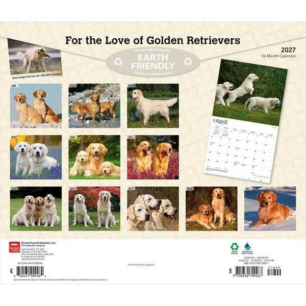 For The Love Of Golden Retrievers Deluxe Calendar 2027, Deluxe Calendars, Month To View, Dogs, Gift