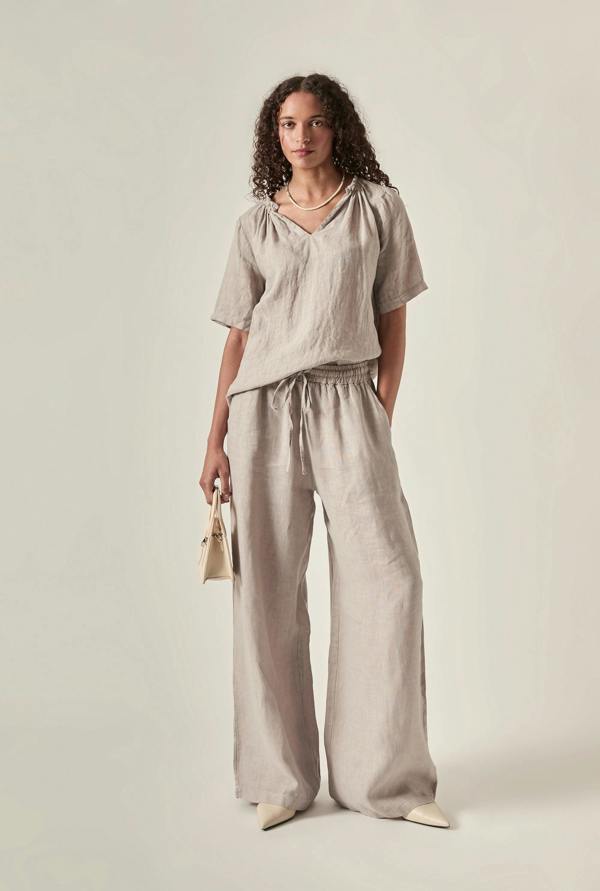 James Lakeland Taupe Pure Linen Blouse