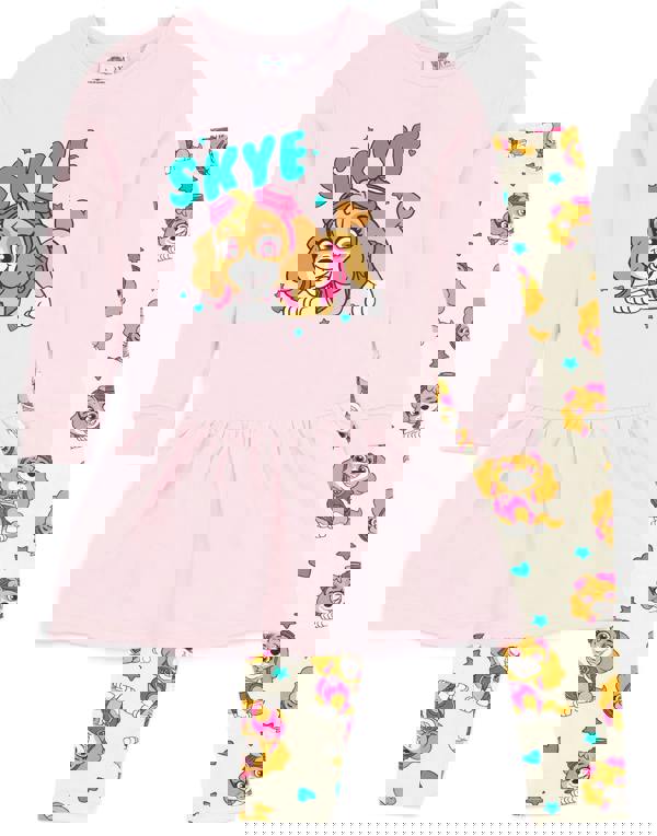 Paw Patrol Girls Multicoloured Skye Placement Print & All Over Print Leggings Dress and Leggings Set