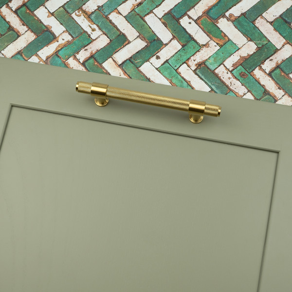 Handle & Home Satin Brass Knurled Handles with Clasp Detailing